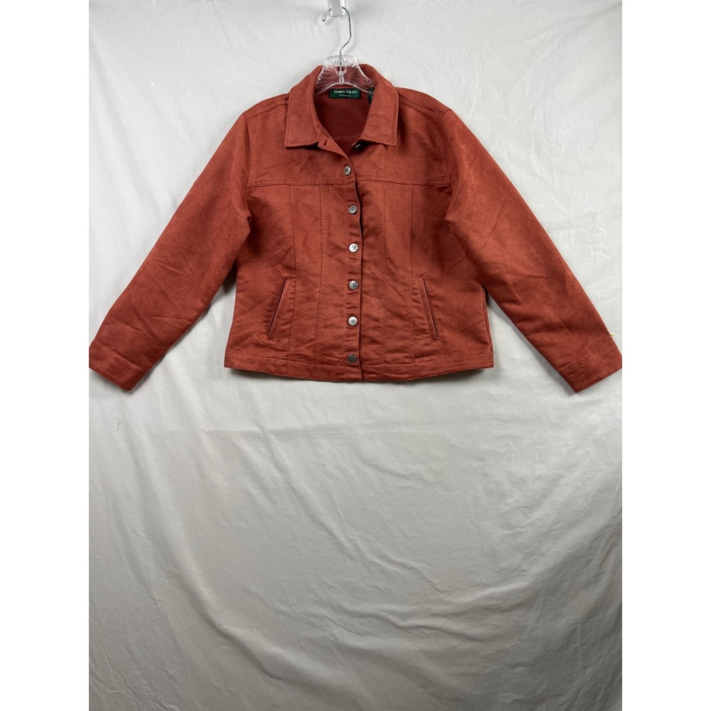 Lemon Grass Studio Jacket Womens S Rust Faux Suede Button Up Collared Trucker